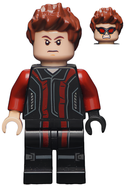 Минифигурка Lego Hawkeye - Black and Dark Red Suit, Reddish Brown Spiked Hair sh0172 U